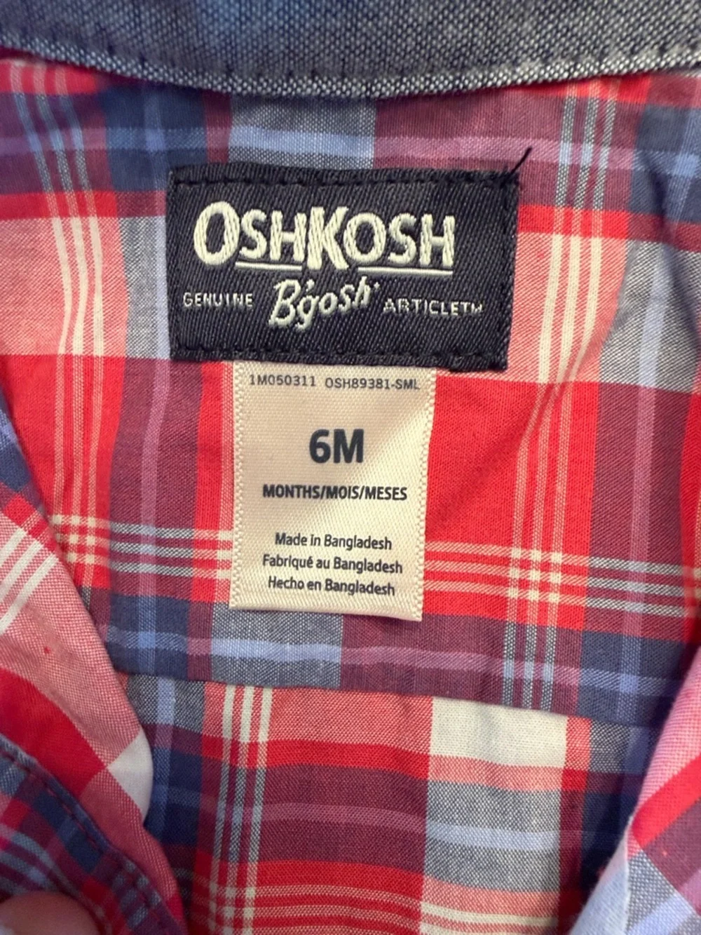 Baby Gap OshKosh Plaid Outfit Bundle Jeans Baby Boy 6M
